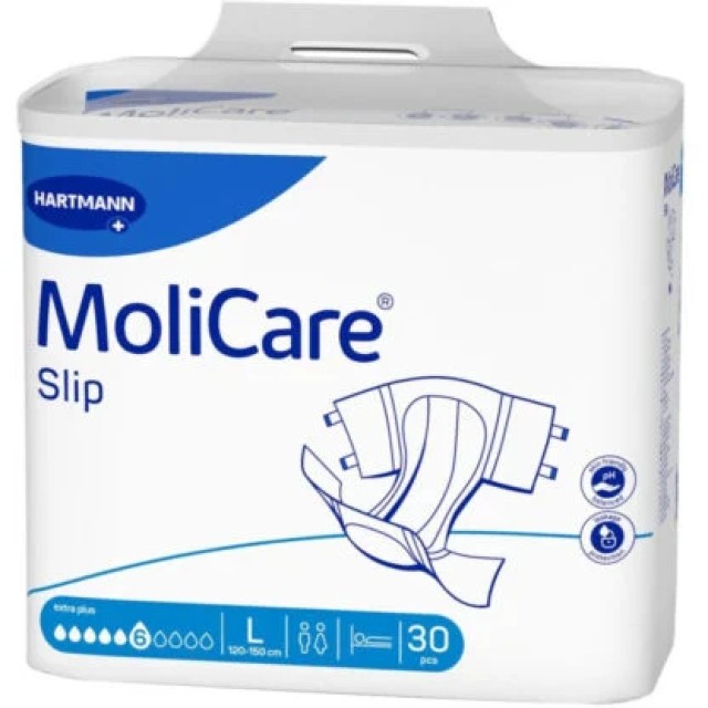 HARTMANN MoliCare Slip Extra Plus Πάνες Ακράτειας Ημέρας Large (Περ: 120-150cm) 6 Σταγόνων 30τμχ