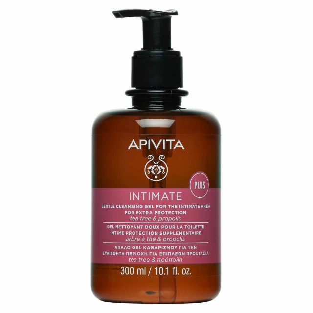 Apivita Intimate Plus Gentle Cleansing Gel Απαλό Gel Καθαρισμού για την Ευαίσθητη Περιοχή για Επιπλέον Προστασία, 300ml