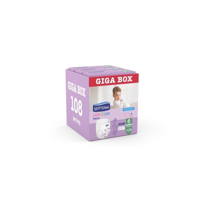 Septona Calm N Care Πάνες-Βρακάκια  Extra Large No 6 (14-20) 108 (3x36τεμ) Giga Box