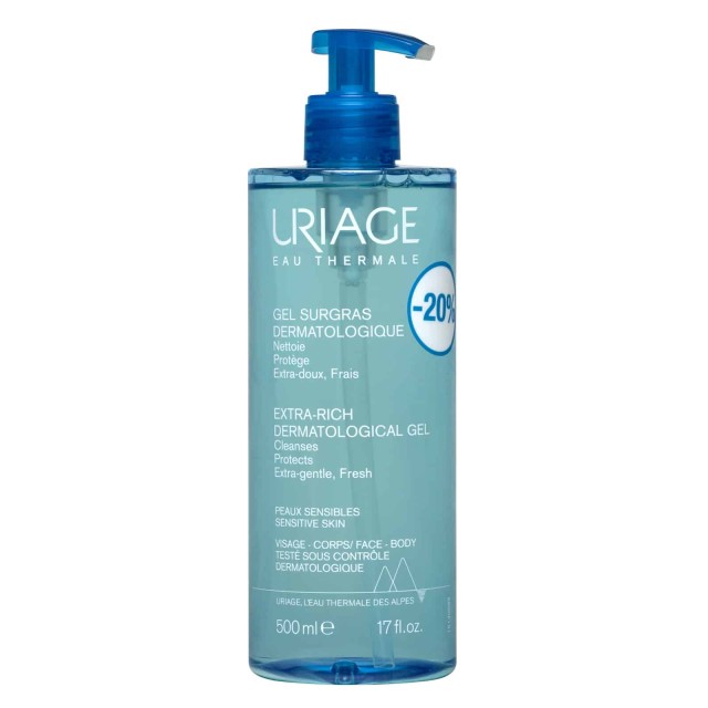 Uriage Extra Rich Dermatological Gel Εξαιρετικά Πλούσιο Δερματολογικό Τζελ Καθαρισμού, 500ml