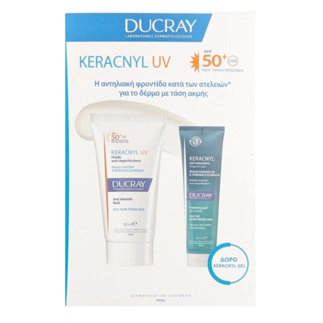 Ducray Promo Keracnyl UV Anti-blemish Fluid Spf50+ 50ml + Δώρο Kerancyl Gel Καθαρισμού 100ml