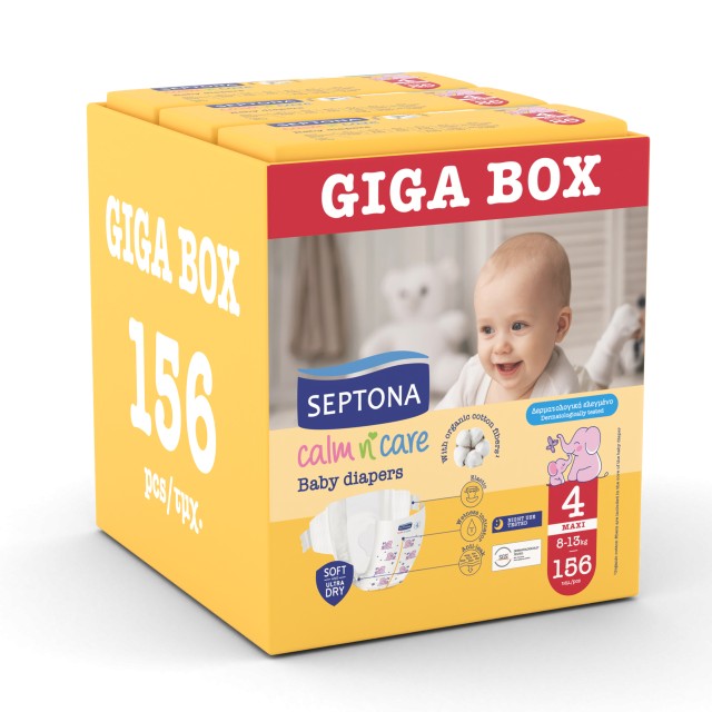 Septona Calm N Care Πάνες Giga Box Maxi No4 (8-13Kg) 156τεμ (3*52τεμ)