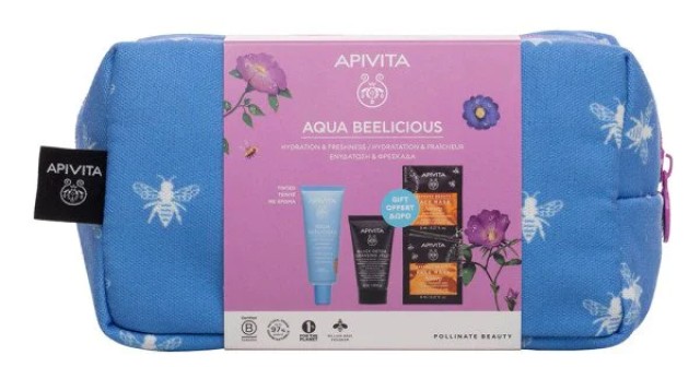 Apivita Aqua Beelicious Promo με Λεπτόρρευστη Ενυδατική Κρέμα Προσώπου Ημέρας με Χρώμα SPF30, 40ml & Δώρο Black Cleansing Gel Καθαρισμού για Πρόσωπο & Μάτια, 50ml & Face Mask Honey Μάσκα Προσώπου, 2x8ml, 1σετ