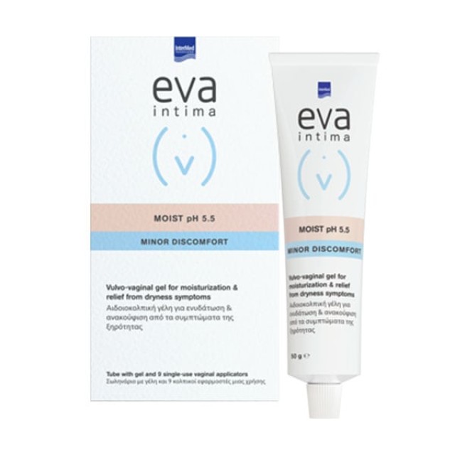 Intermed Eva Intima Moist Αιδοιοκολπική Γέλη για Ενυδάτωση & Ανακούφιση από την Ξηρότητα, Σωληνάριο & 9 Κολπικοί Εφαρμοστές