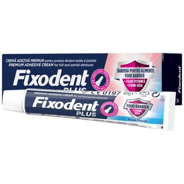 Fixodent Plus Food Barrier Fresh Στερεωτική Κρέμα για Τεχνητή Οδοντοστοιχία, 40gr