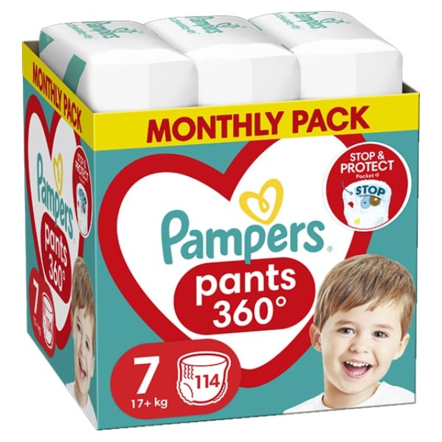 Pampers MONTHLY PACK Pants Πάνα-Βρακάκι Μέγεθος 7 (17kg+) 114τμχ