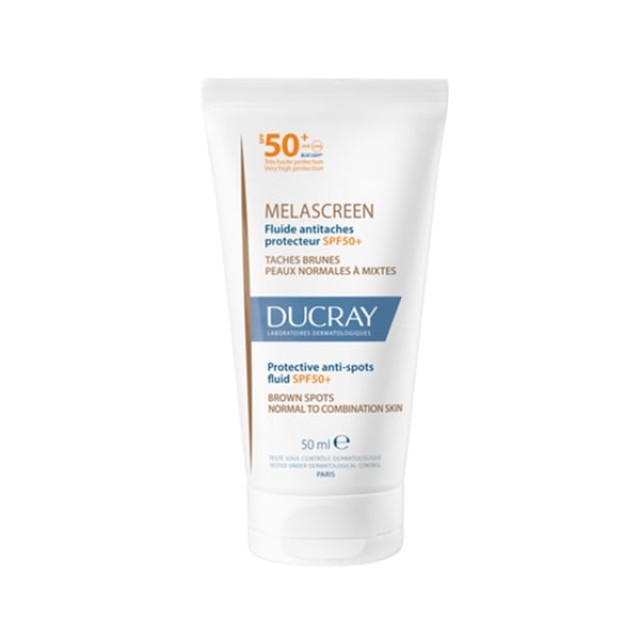 Ducray Melascreen Protective Anti-spot Fluid SPF50+ Light Cream Λεπτόρρευστη Αντηλιακή Κρέμα κατά των Κηλίδων για Κανονικό & Μικτό Δέρμα, 50ml