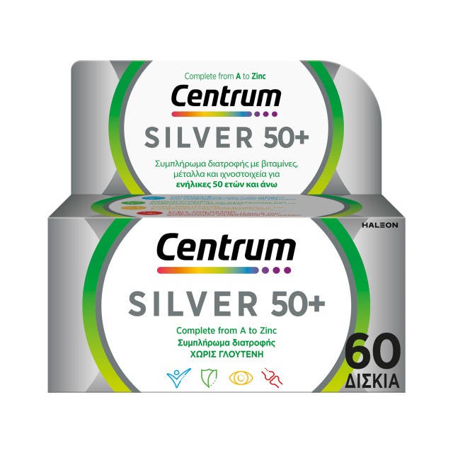 Centrum Silver 50+ Πολυβιταμίνη Για Ενήλικες 50 Ετών Και Άνω, 60Δισκία