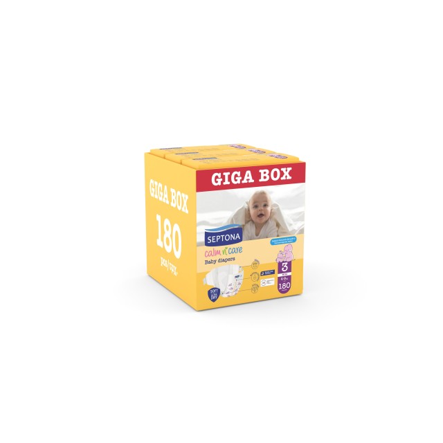 Septona Calm N Care Πάνες Midi No 3 (4-9Kg) 180 (3x60τεμ) Giga Box