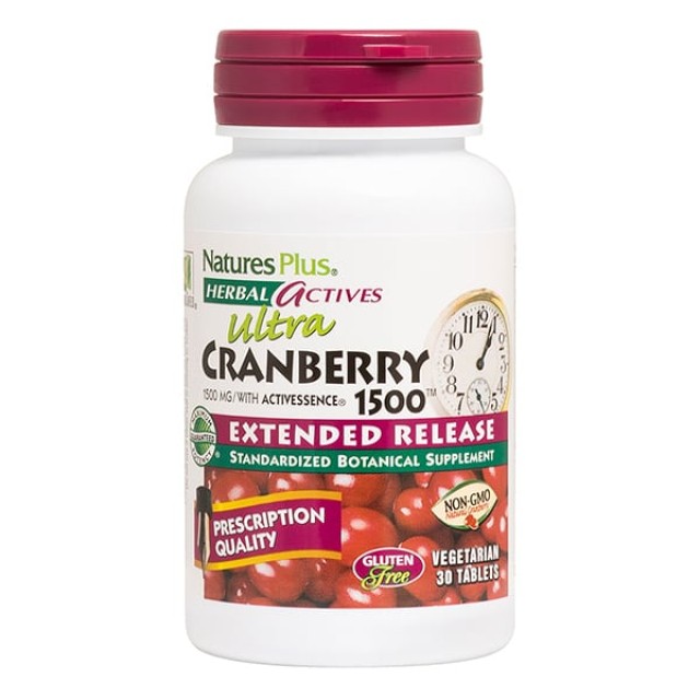 Natures Plus Herbal Actives Ultra Cranberry 1500mg, 30tabs