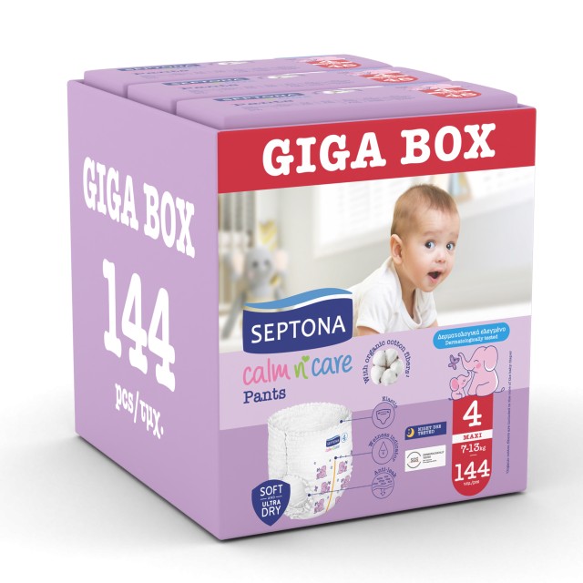 Septona Πάνες-Βρακάκι Pants Giga Box Maxi No4 (7-13Kg) 144τεμ (3*48τεμ)