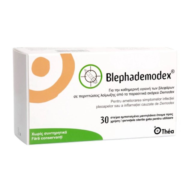 Thea Blephademodex Eye Wipes 30 Στείρα Εμποτισμένα Μαντηλάκια Έτοιμα προς Χρήση