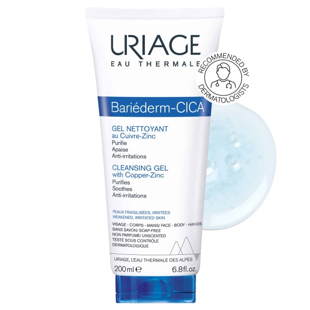 Uriage Bariederm Cica-Gel Nettoyant Cu-Zn Τζελ Καθαρισμού Για Ευαίσθητο & Ερεθισμένο Δέρμα 200ml