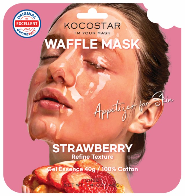 Kocostar Waffle Face Mask Strawberry, Μάσκα Καθαρισμού & Λάμψης Για Λιπαρές Επιδερμίδες 1τμχ