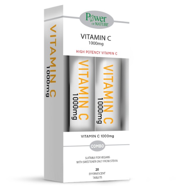 Power of Nature Combo Vitamin C 1000mg Stevia, 2x20eff.tabs