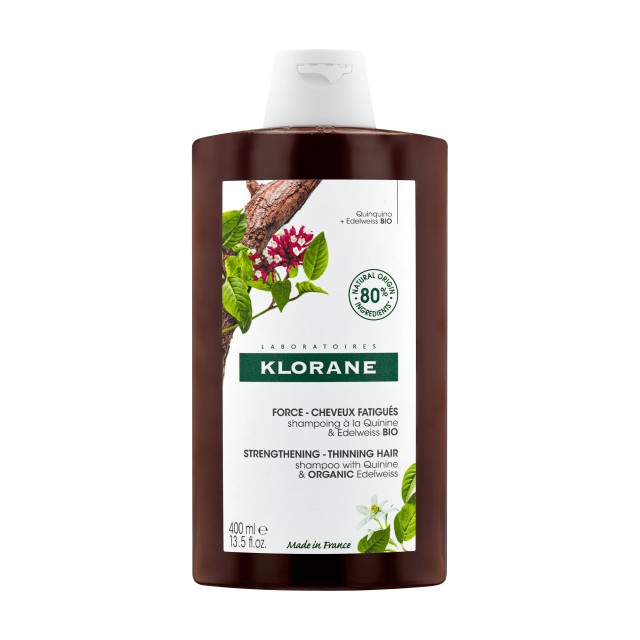 Klorane Quinine Strength Thinning Hair Loss Shampoo Σαμπουάν Κατά Της Τριχόπτωσης Με Κινίνη Και Βιολογικό Εντελβάις 400ml