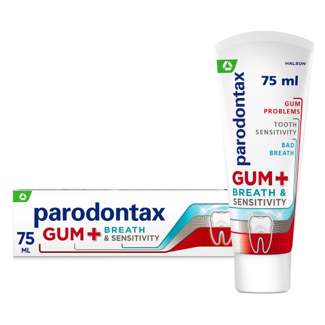 Parodontax Gum +Breath & Sensitivity, Οδοντόκρεμα για Υγιή Ούλα & Δροσερή Αναπνοή, 75ml