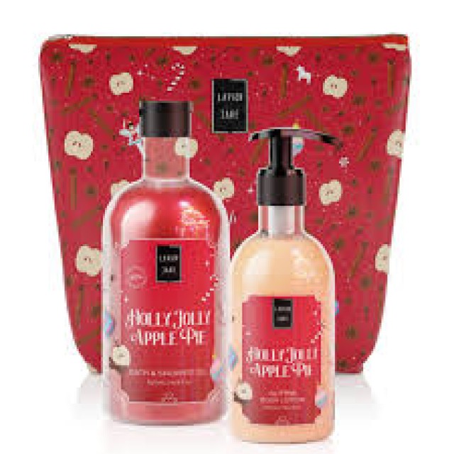 Lavish Care Holly Jolly Apple Pie Bag Set με Apple Pie Shower Gel Αφρόλουτρο, 500ml & Glitter Body Lotion Κρέμα Σώματος, 300ml, 1σετ