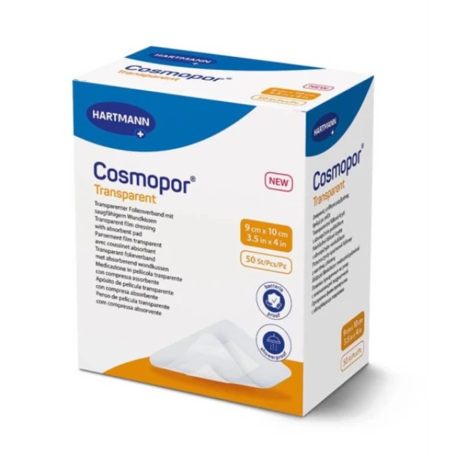 HARTMANN COSMOPOR TRANSPARENT ΓΑΖΑ ΑΥΤΟΚΟΛΛΗΤΗ ΑΔΙΑΒΡΟΧΗ 9x10cm 50τμχ