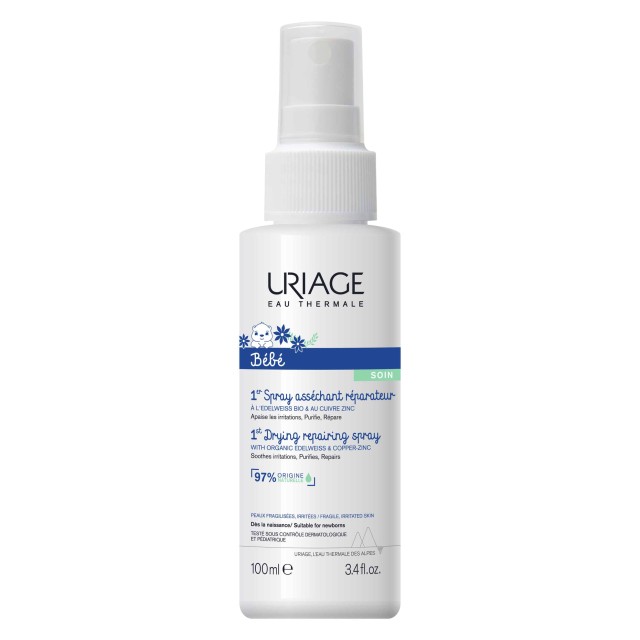 Uriage Bebe 1st Drying Repairing Spray Επανορθωτικό Spray με Δράση Κατά των Ερεθισμών 100ml