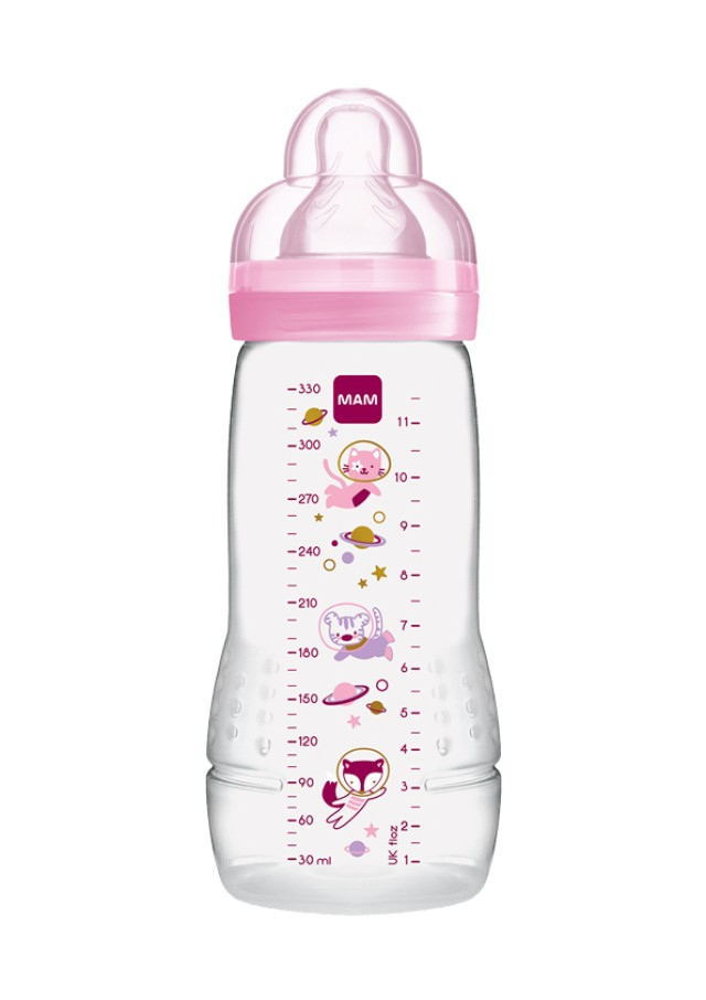 Mam Πλαστικό Μπιμπερό Easy Active με Θηλή Σιλικόνης 330ml για 4+ μηνών Κορίτσι