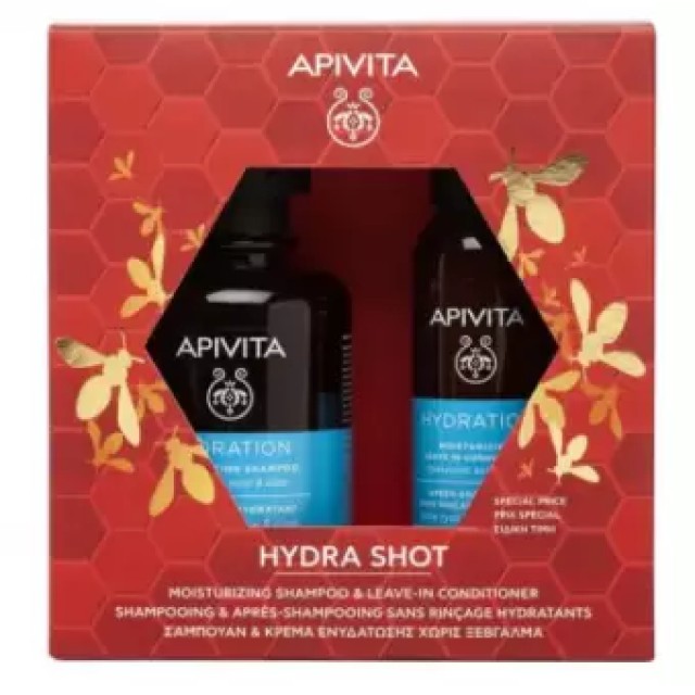 Apivita Hydra Shot Promo Hydration Shampoo 250ml + Hydration Leave In Conditioner 100ml